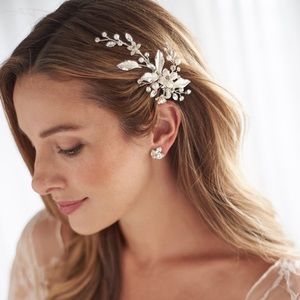 Petite Pearl & Floral Bridal Clip